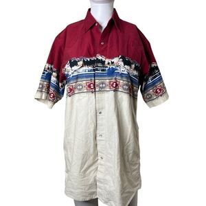 Red and Cream Men's Shirt